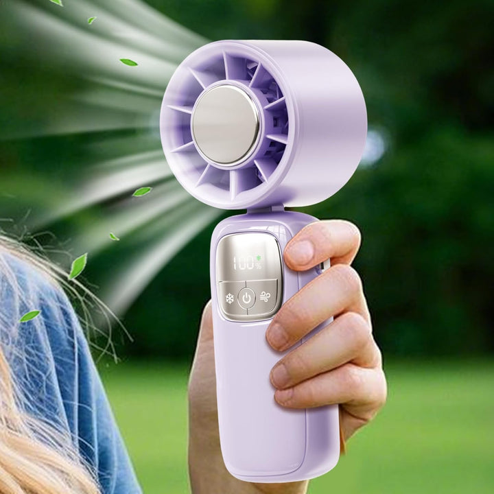 Portable Foldable Handheld Fan with LED Display 100 Speeds