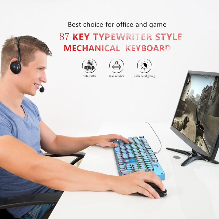 87-Key Mechanical Gaming Keyboard RGB Backlit Blue Switch