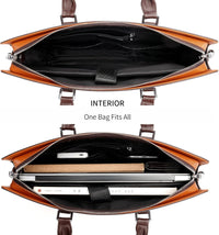 Genuine Leather Multi-Compartment Business Briefcase for Professionals