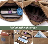 Canvas Crossbody Messenger with Water Bottle Holders – Unisex Laptop Bag