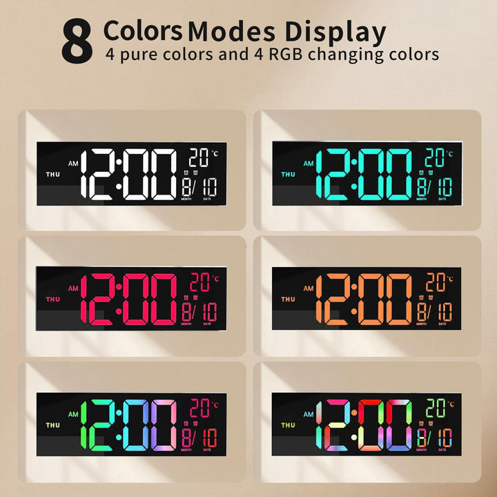 16-Inch RGB Digital Wall & Desk Alarm Clock with Remote – Lumeris