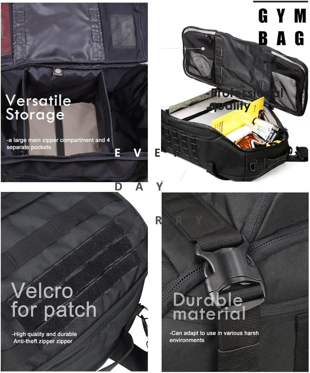 Waterproof Tactical Gym Duffel Backpack – 45L Multi-Use Travel & Sports Bag