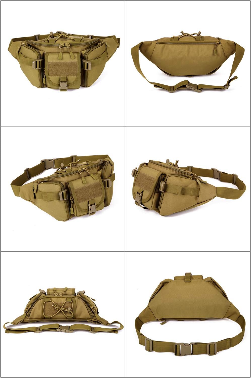 Waterproof Tactical Waist Pack with Molle System and Multi-Pockets