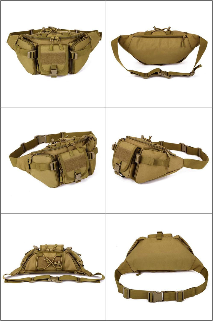 Waterproof Tactical Waist Pack with Molle System and Multi-Pockets