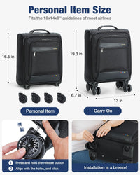 Softside Expandable Carry-On Suitcase with Wheels – Lightweight & Airline Approved