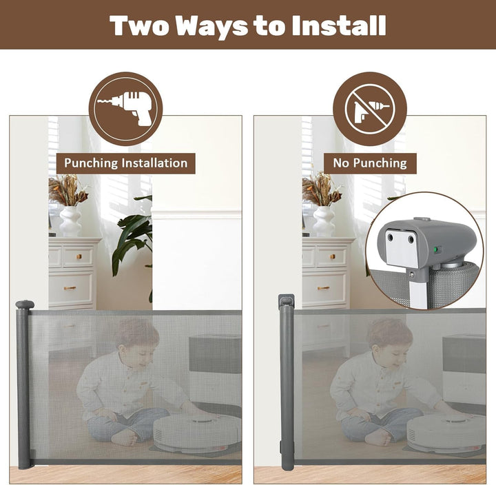 Retractable Mesh Baby Safety Gate with Auto-Close Lock – Kivora