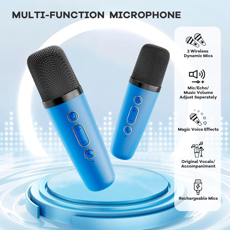 Portable Mini Karaoke Machine with Bluetooth Speaker & 2 Wireless Mics – Veylo