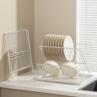 Folding Dish Drying Rack – 2-Tier Countertop Drainer with Detachable Tray – Kelvra