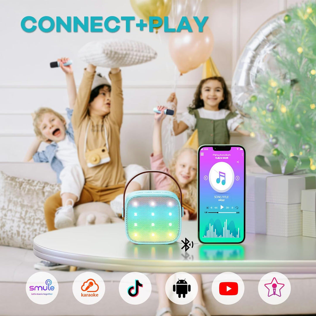 Portable Mini Karaoke Machine with Bluetooth Speaker & 2 Wireless Mics – Veylo