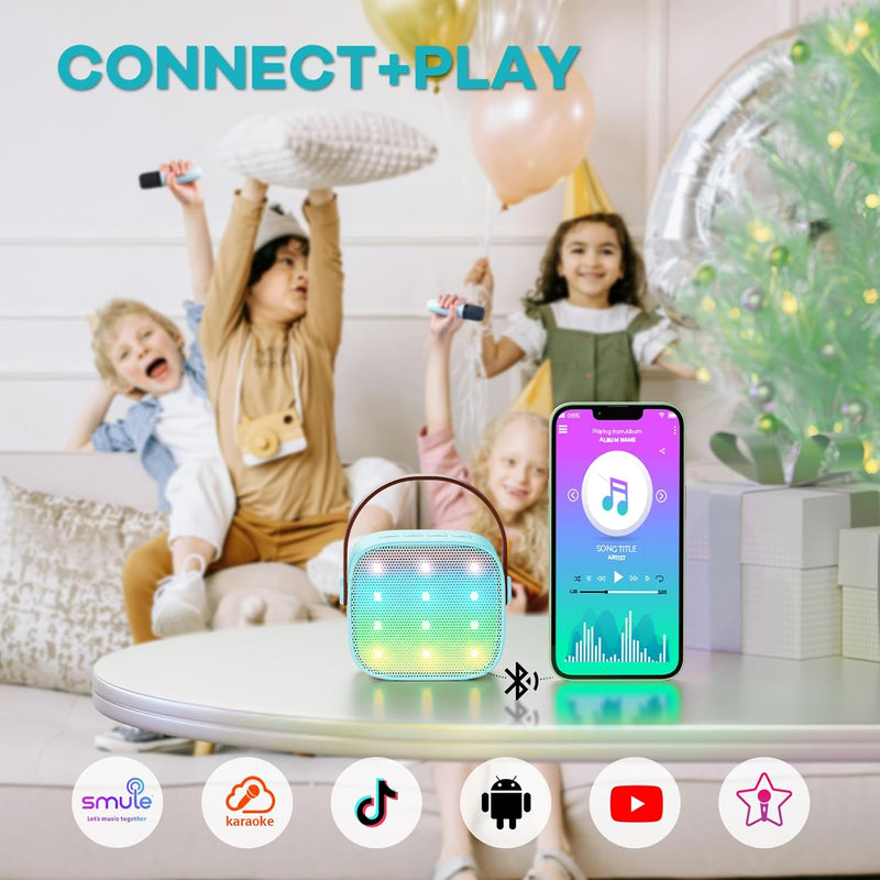 Portable Mini Karaoke Machine with Bluetooth Speaker & 2 Wireless Mics – Veylo