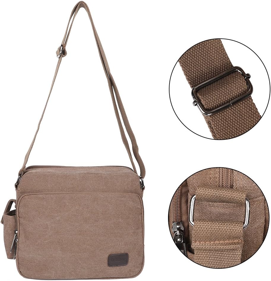 Men’s Canvas Messenger Shoulder Bag – Compact Crossbody for Work & Travel