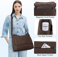 Canvas Laptop Messenger Bag with Multiple Pockets – Unisex Crossbody Tote