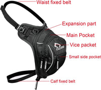 Tactical Motorcycle Leg Bag with Waterproof EVA Shell & Expandable Storage