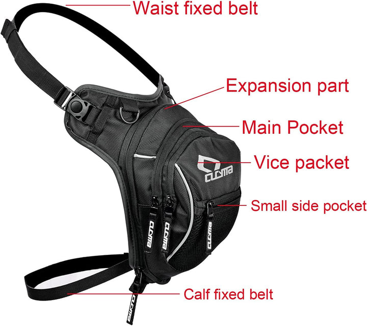 Tactical Motorcycle Leg Bag with Waterproof EVA Shell & Expandable Storage