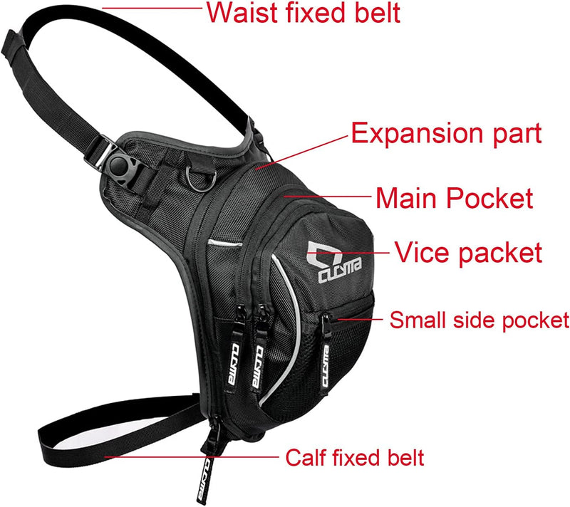 Tactical Motorcycle Leg Bag with Waterproof EVA Shell & Expandable Storage