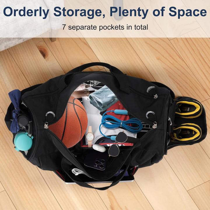 Large 45L Waterproof Sports Duffel with Shoe Compartment & Wet Pocket – Unisex Gym & Travel Bag