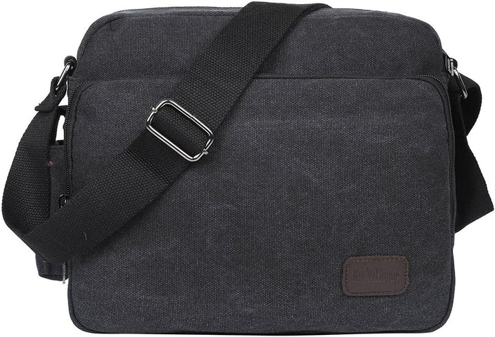 Men’s Canvas Messenger Shoulder Bag – Compact Crossbody for Work & Travel