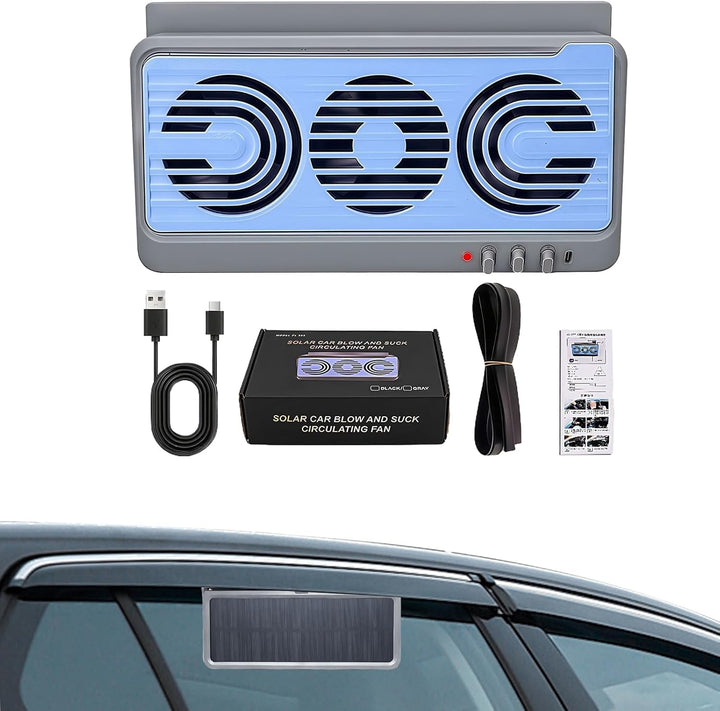 Solar Car Window Fan – Dual Duct Ventilation Exhaust & Cooling Accessory – Aurovent
