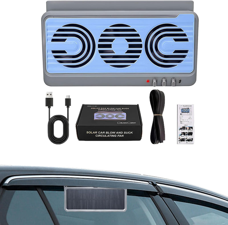 Solar Car Window Fan – Dual Duct Ventilation Exhaust & Cooling Accessory – Aurovent