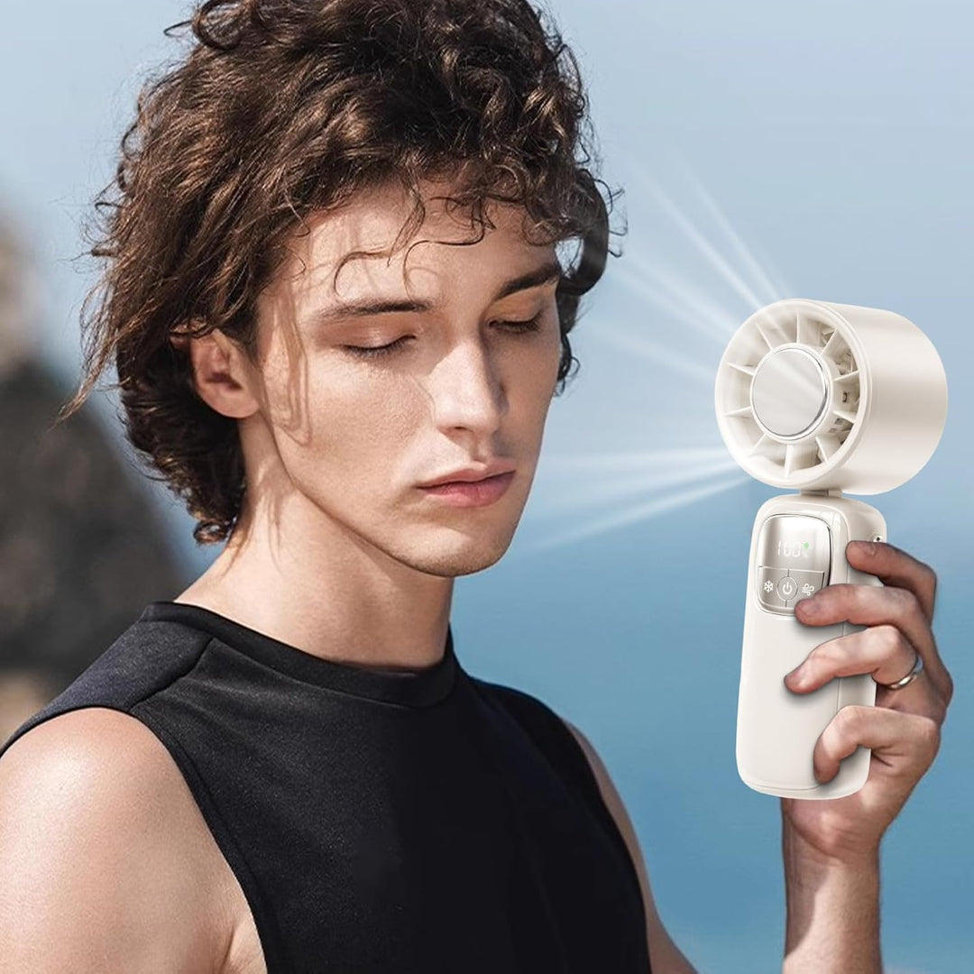 Portable Foldable Handheld Fan with LED Display 100 Speeds