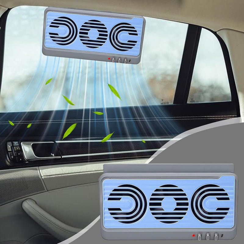 Solar Car Window Fan – Dual Duct Ventilation Exhaust & Cooling Accessory – Aurovent