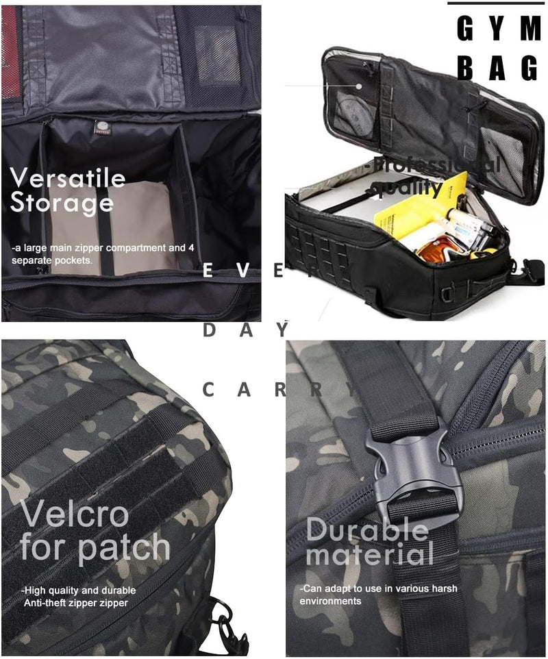 Waterproof Tactical Gym Duffel Backpack – 45L Multi-Use Travel & Sports Bag