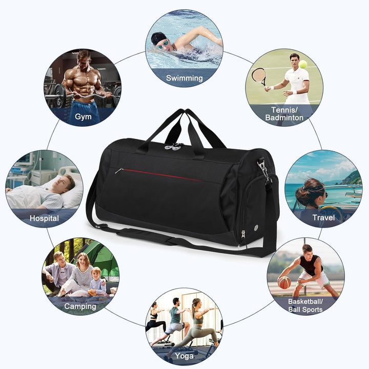 Large 45L Waterproof Sports Duffel with Shoe Compartment & Wet Pocket – Unisex Gym & Travel Bag