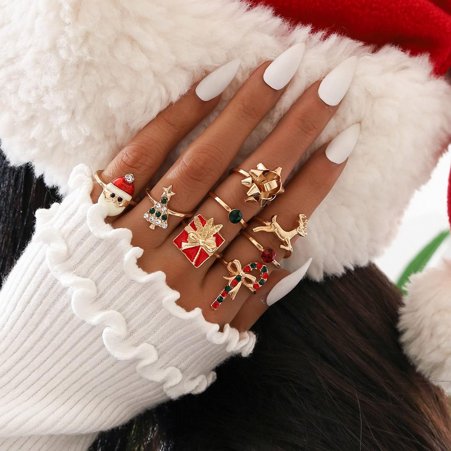 Christmas Ring Set | 8 Pieces