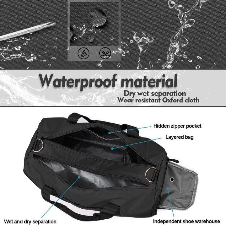 Compact Waterproof Gym Duffel with Shoe & Wet Pocket – Unisex Sports Travel Bag