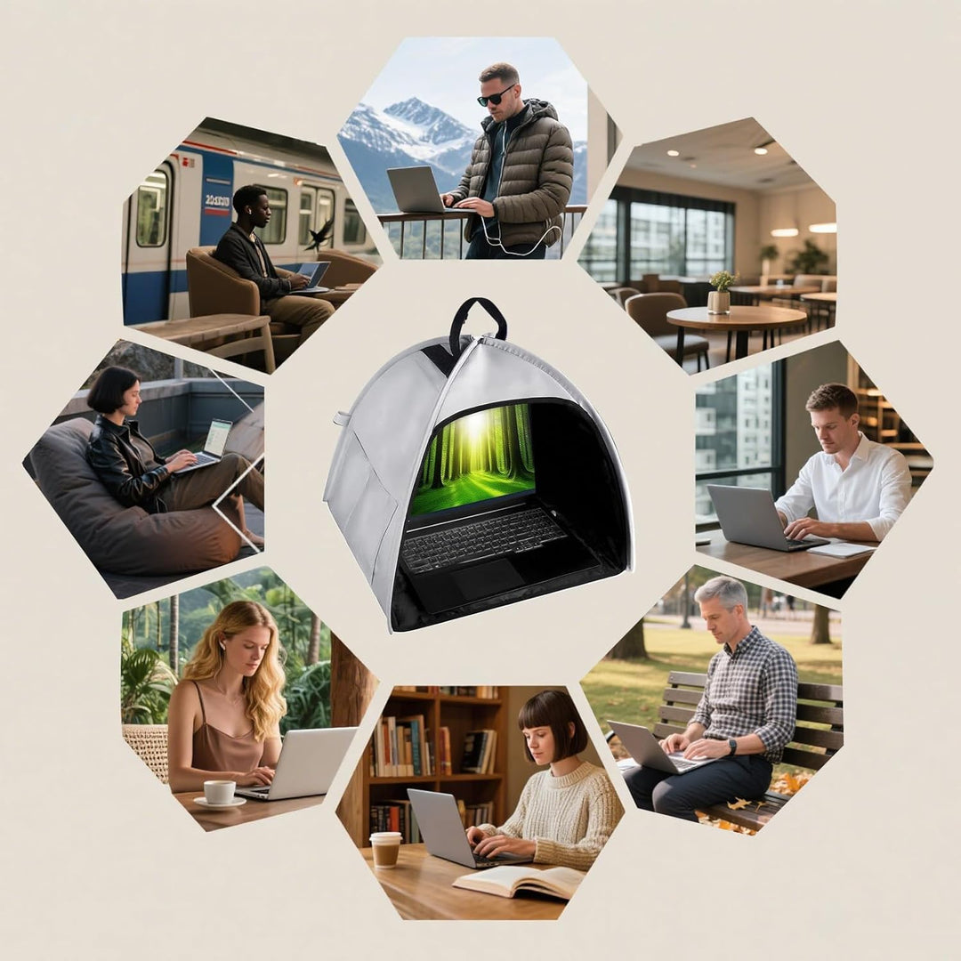 Laptop Sun Shade – Foldable Anti-Glare Privacy Tent for 13–16" Devices – Travory