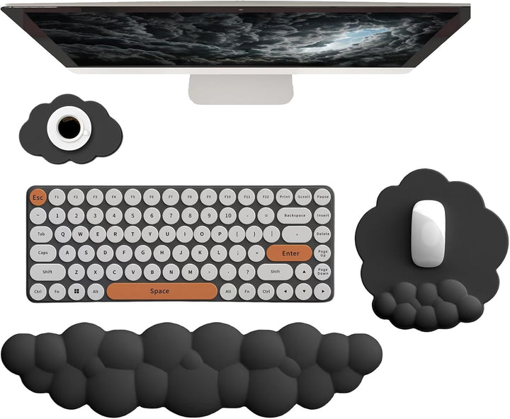 Cloud-Shaped Ergonomic Wrist Rest Set with Mouse Pad & Coaster – Zeyora