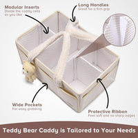 Baby Nappy Caddy Organizer – Plush Sherpa Storage Basket with Compartments – Elvoria