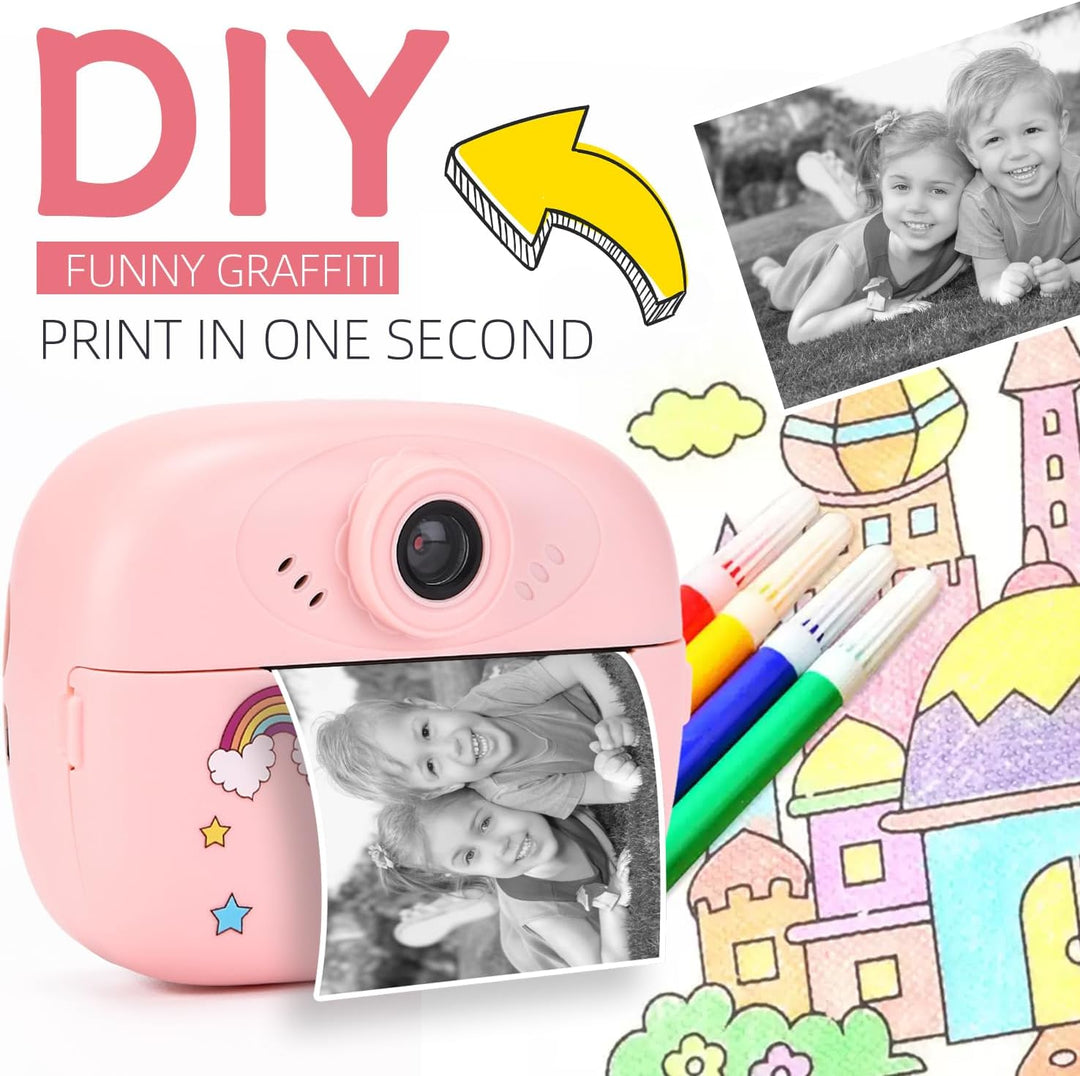 Instant Print Kids Camera with Dual Lens, HD Video and Creative Kit – Lymora