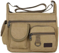 Canvas Crossbody Messenger with Water Bottle Holders – Unisex Laptop Bag