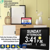 11.5-Inch Digital Calendar Day Clock with 19 Reminders – Claryon