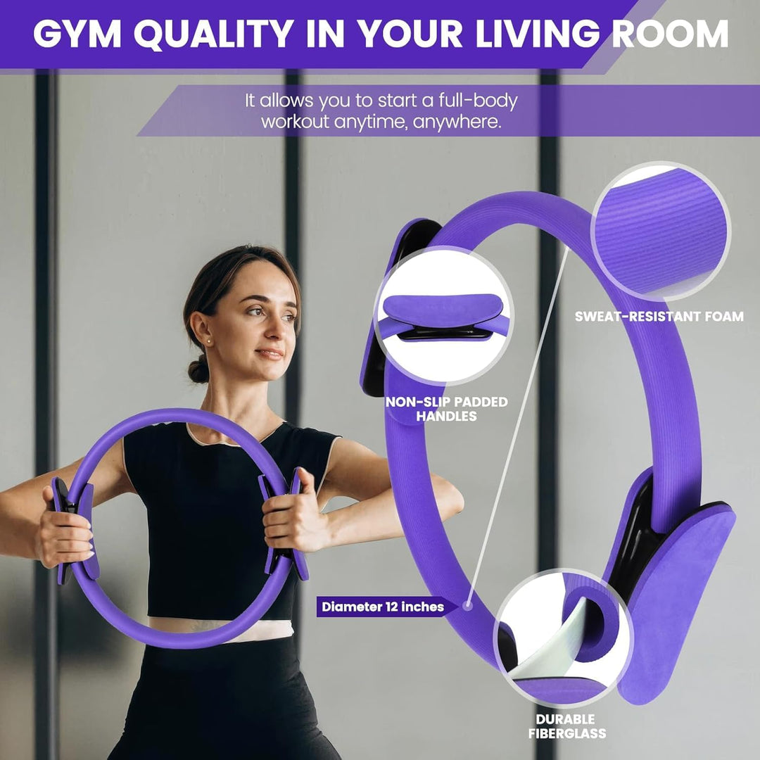 9PCS Home Pilates Kit with Ring, Ball, Bands & Non-Slip Socks