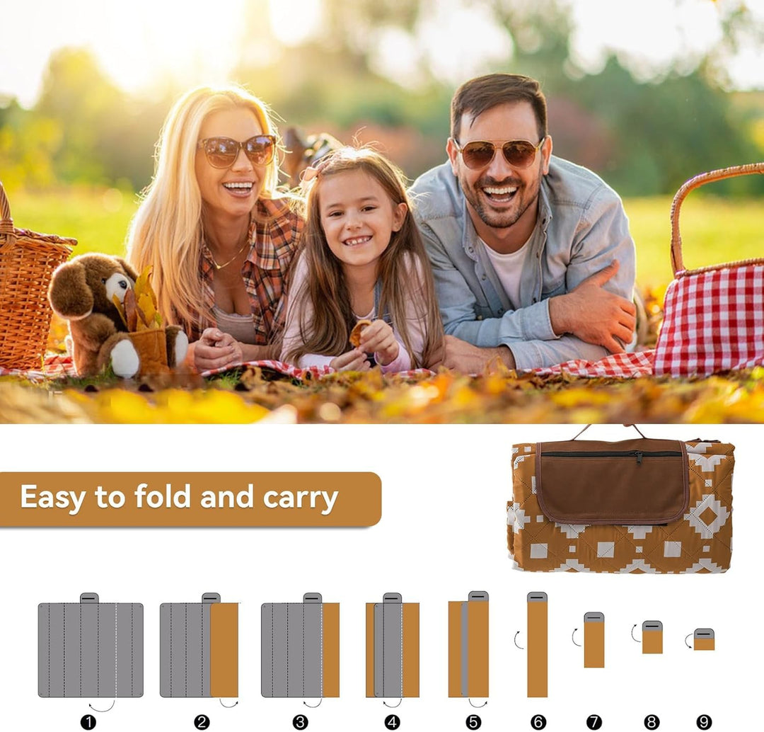 Extra Large Waterproof Picnic Blanket 200 × 200 cm with 3 Layers – MeadowRest