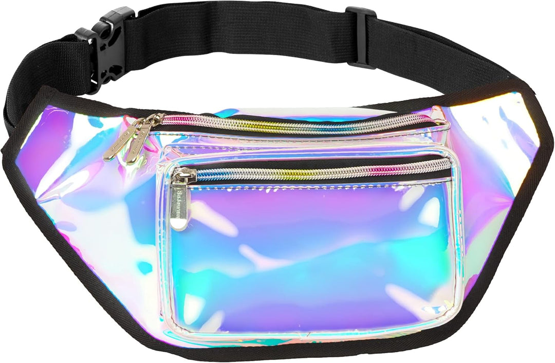 Holographic Bum Bag with Adjustable Strap – Unisex Waist & Festival Pack (1+1 FREE)