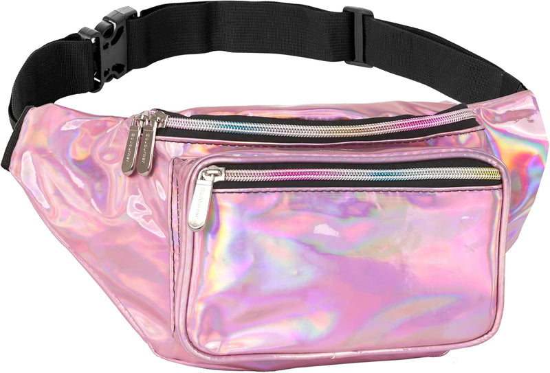 Holographic Bum Bag with Adjustable Strap – Unisex Waist & Festival Pack (1+1 FREE)