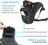 Tactical Motorcycle Leg Bag with Waterproof EVA Shell & Expandable Storage