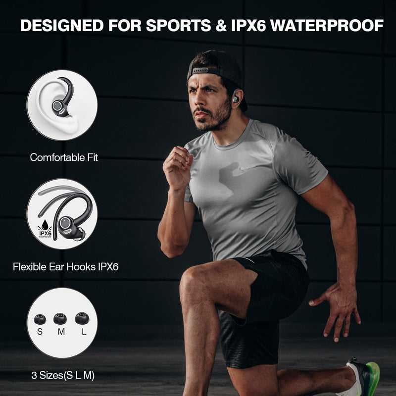 Wireless Bluetooth 5.3 Sport Earbuds with Noise Reduction and 48H Playback – Zeyora