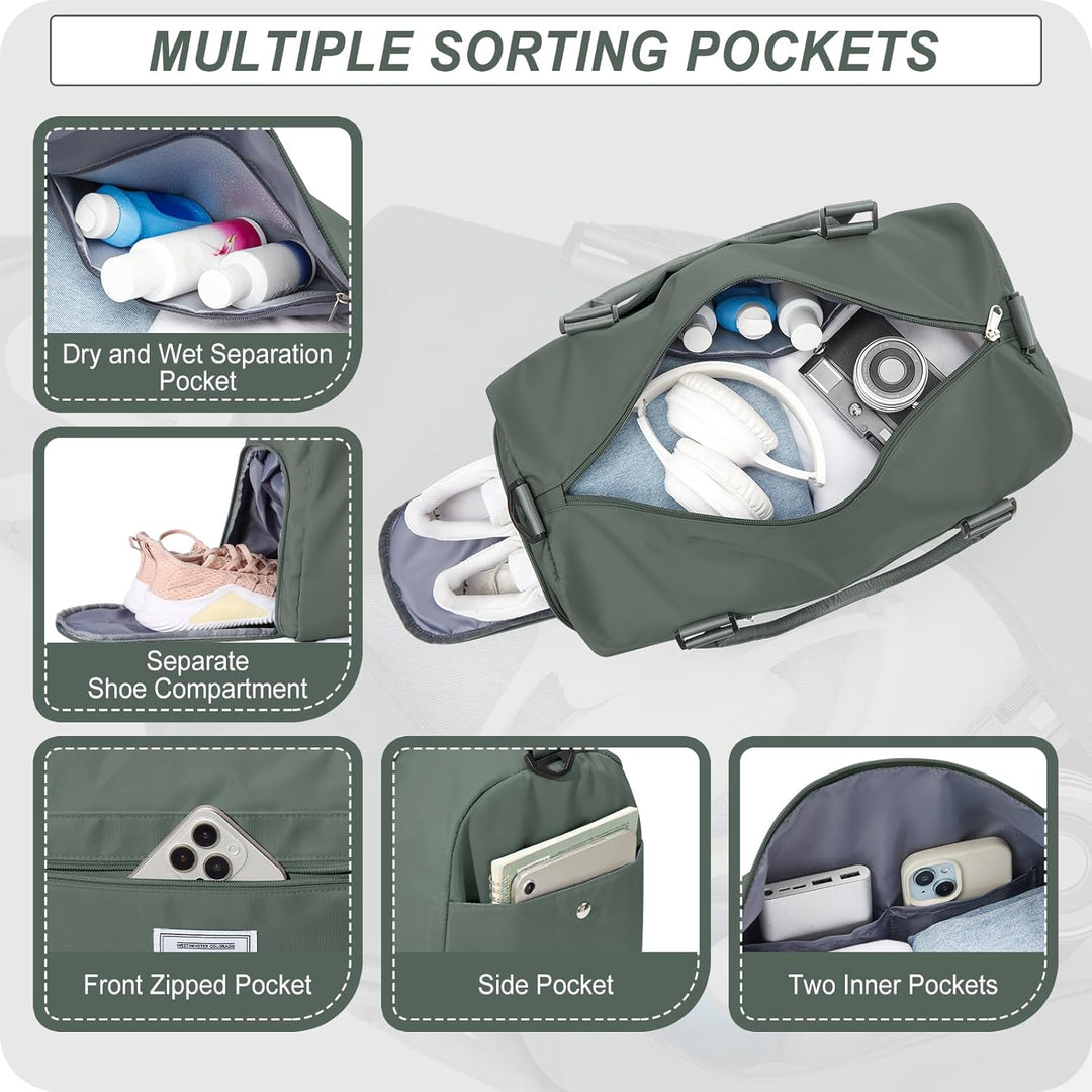 Waterproof Travel Duffel with Shoe Compartment & Wet Pocket – Unisex Gym Bag