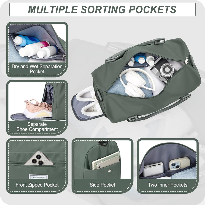 Waterproof Travel Duffel with Shoe Compartment & Wet Pocket – Unisex Gym Bag