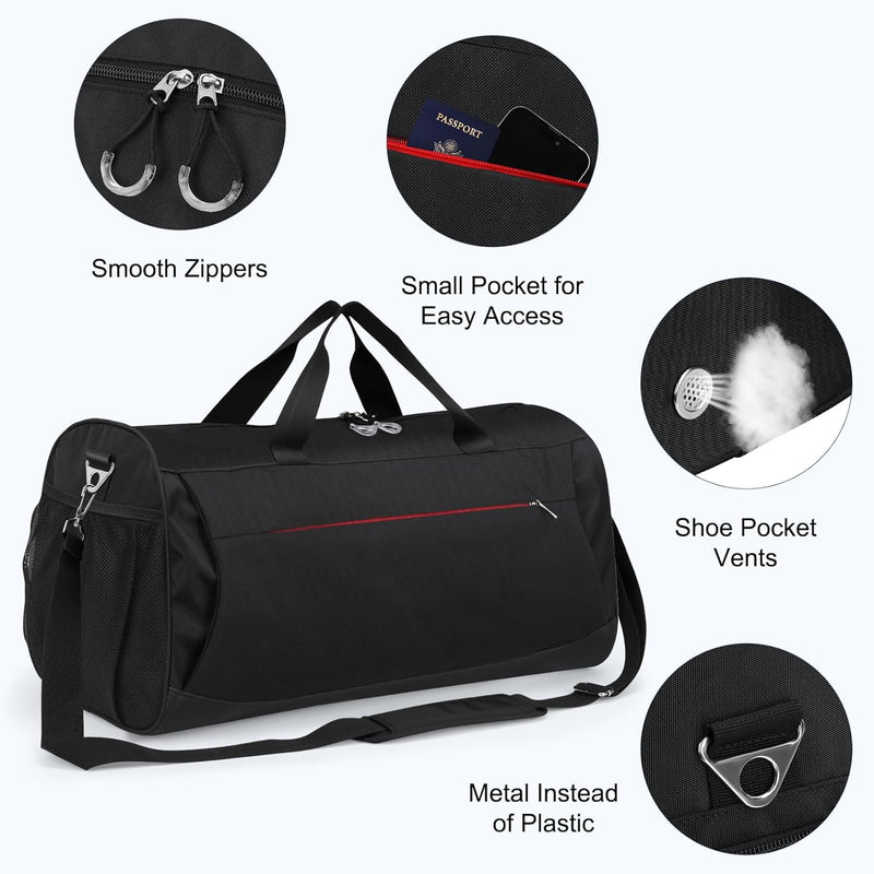 Large 45L Waterproof Sports Duffel with Shoe Compartment & Wet Pocket – Unisex Gym & Travel Bag