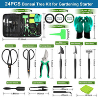 24-Piece Bonsai Tree Care Kit with High-Carbon Steel Tools and PU Leather Bag – Sevora