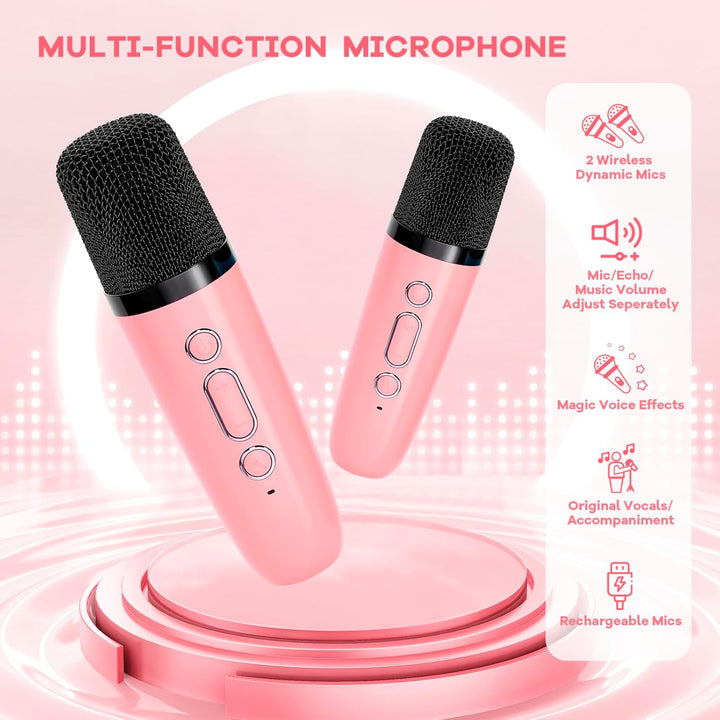 Portable Mini Karaoke Machine with Bluetooth Speaker & 2 Wireless Mics – Veylo