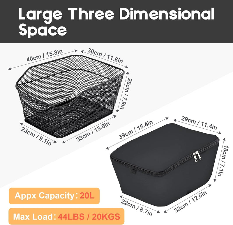 Waterproof Rear Bike Basket with Rainproof Cover – Velora