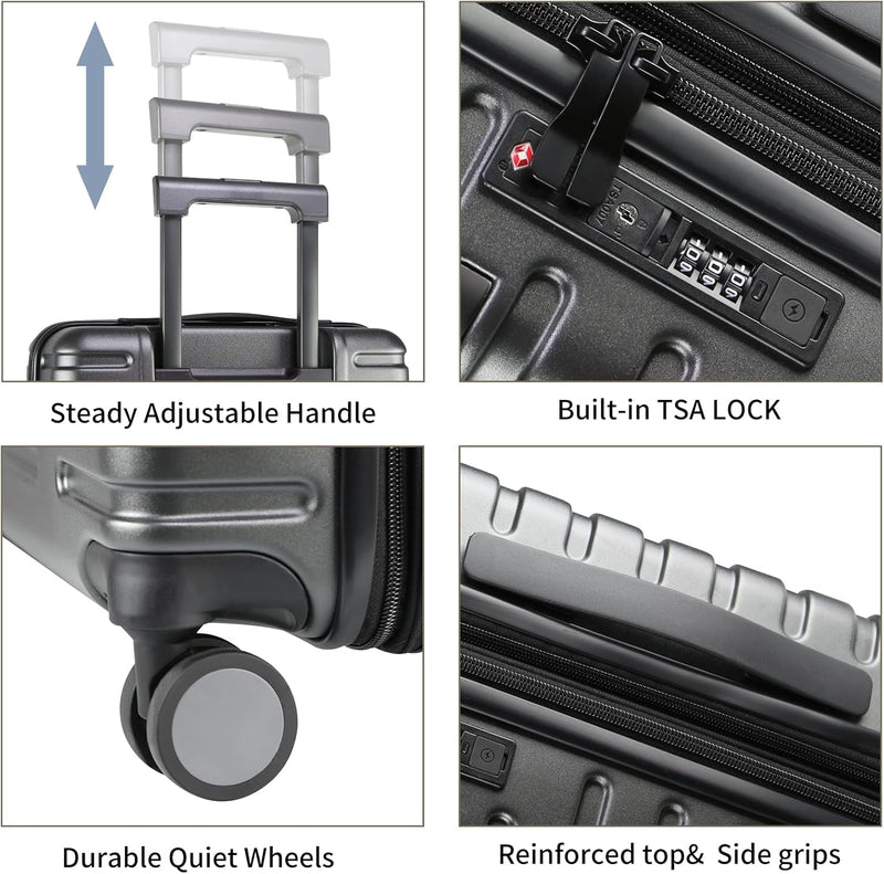 Expandable Hard Shell Carry-On Luggage with Spinner Wheels & TSA Lock