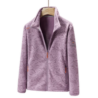 Women's Outdoor Fleece Jacket Windproof with Plant Pattern – Marit