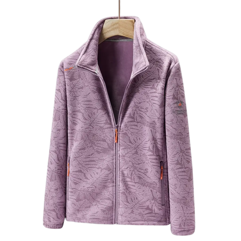 Women's Outdoor Fleece Jacket Windproof with Plant Pattern – Marit